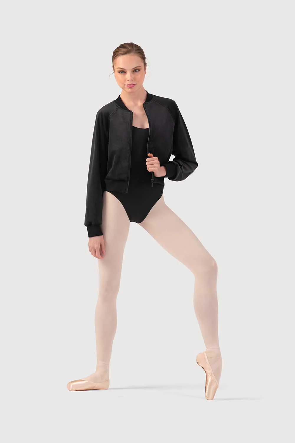 J53001 - Bloch Amanda Womens Velvet Bomber Jacket - Image 4