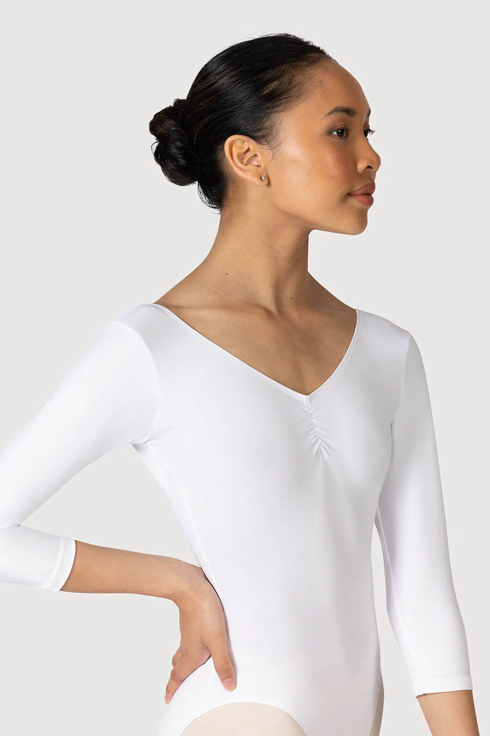L0439 - Bloch Page Gathered ¾ Sleeve Womens Leotard - Image 4