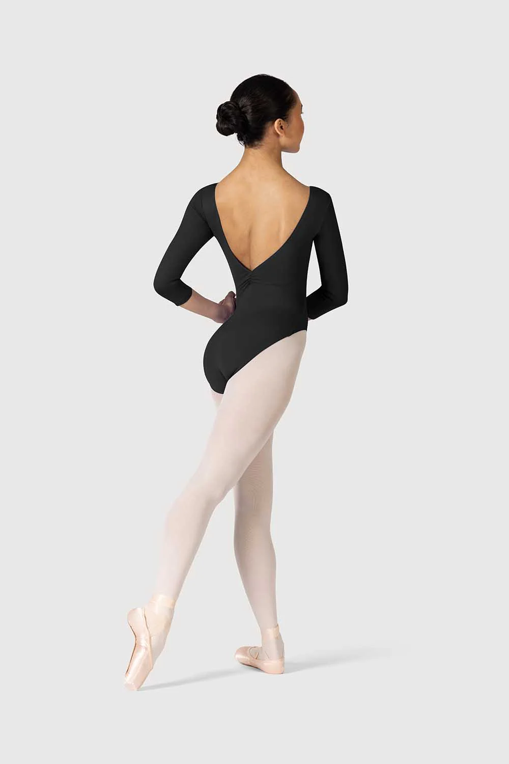 L3839LI - Bloch Microlux™ Nona Gathered Front & Back Womens ¾ Sleeve Leotard - Image 4