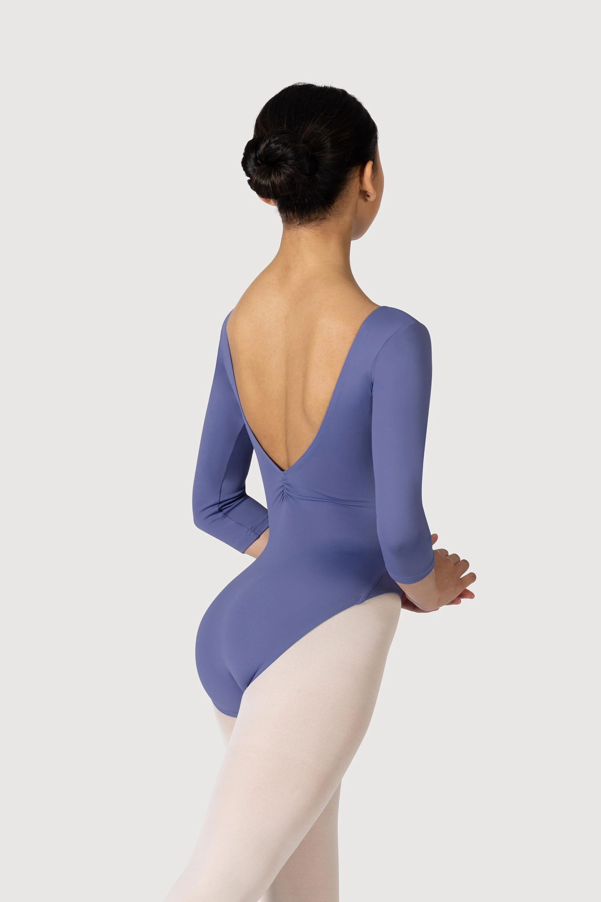 L3839LI - Bloch Microlux™ Nona Gathered Front & Back Womens ¾ Sleeve Leotard - Image 6