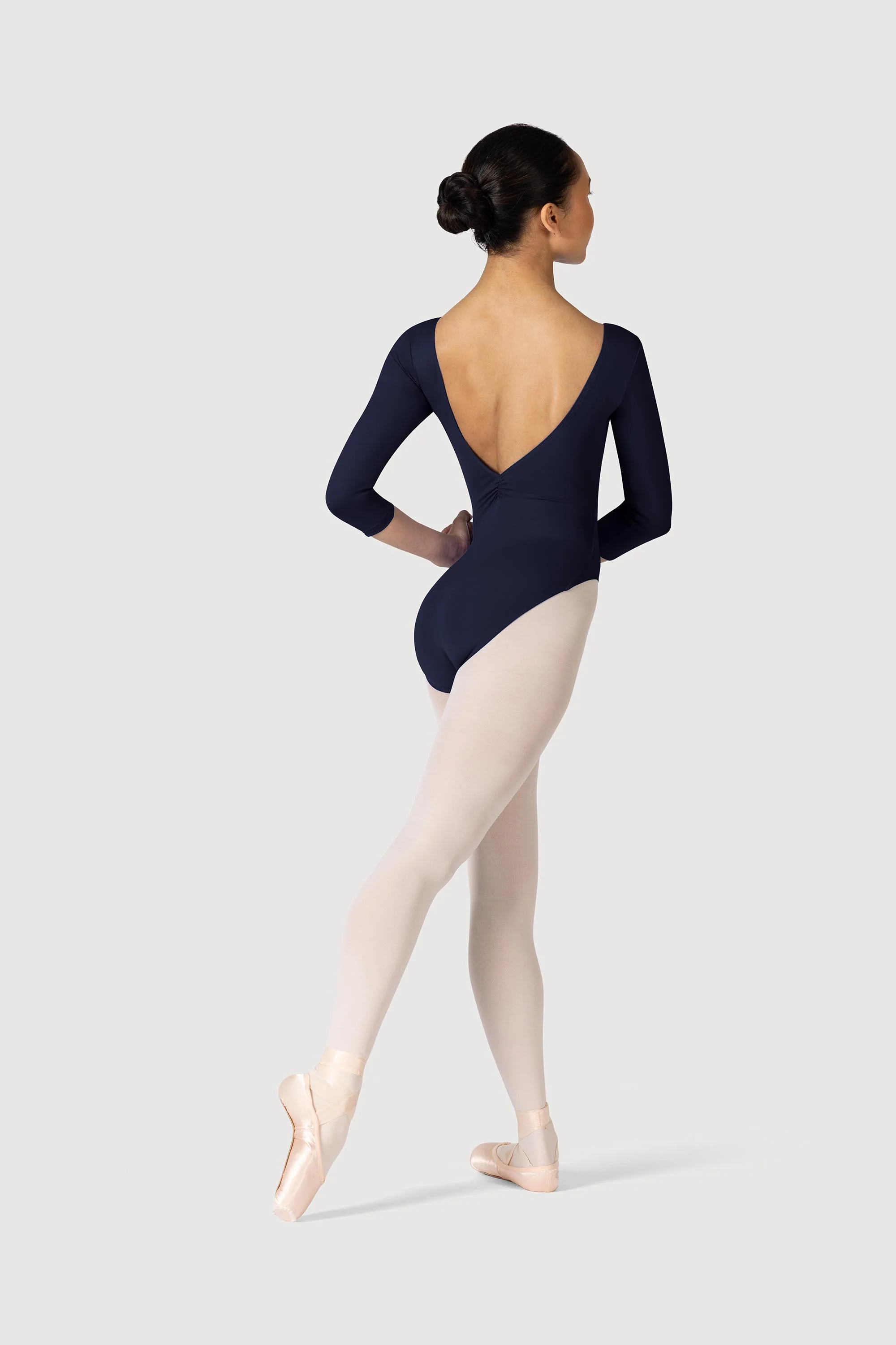 L3839LI - Bloch Microlux™ Nona Gathered Front & Back Womens ¾ Sleeve Leotard - Image 4