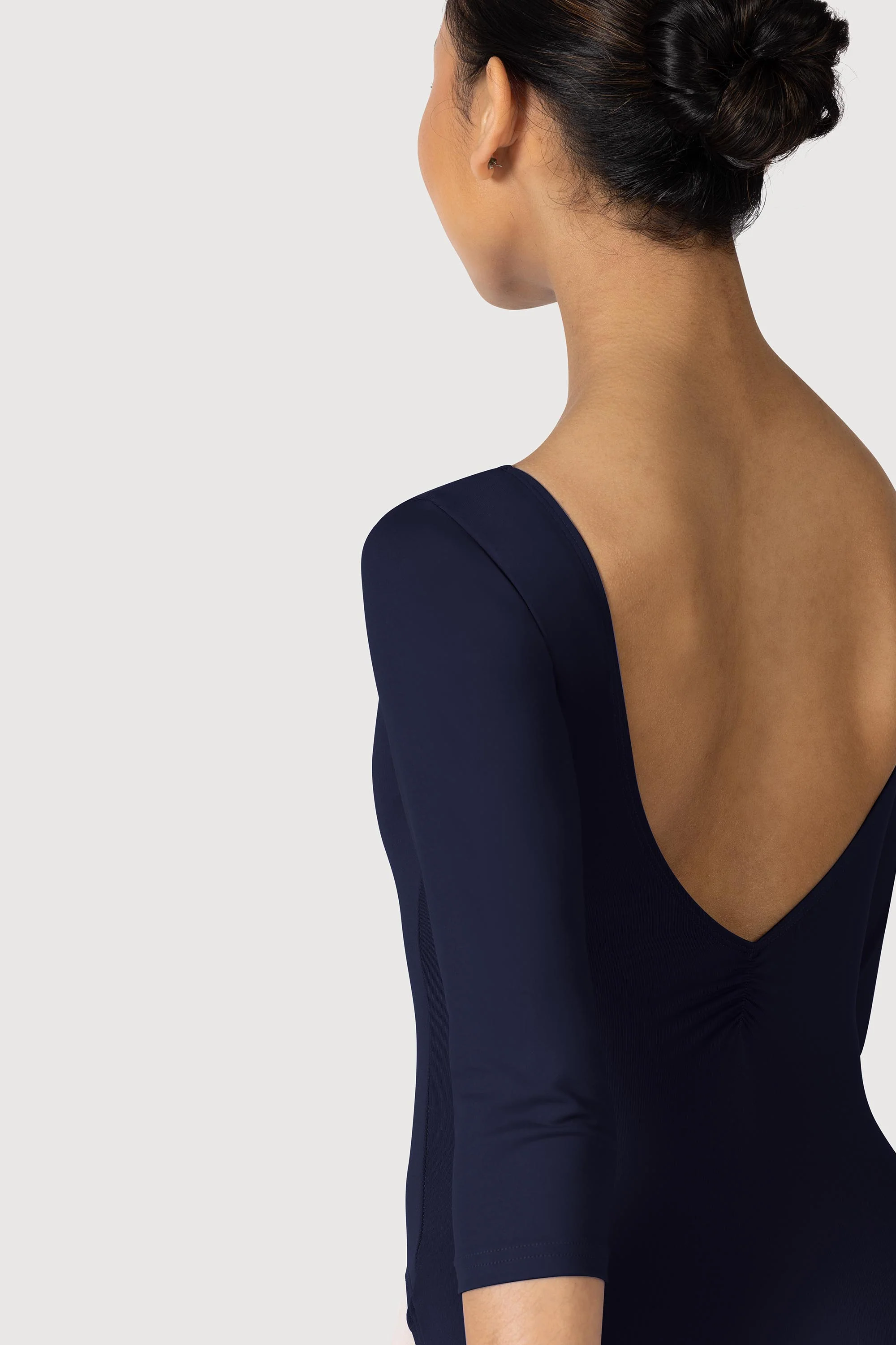 L3839LI - Bloch Microlux™ Nona Gathered Front & Back Womens ¾ Sleeve Leotard - Image 6