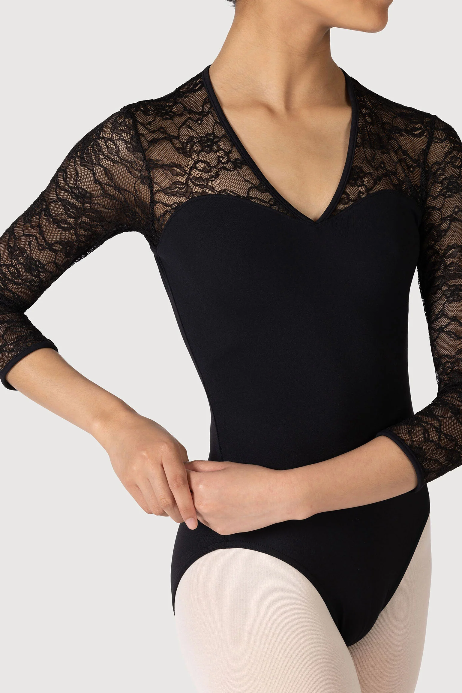 L56016 - Bloch Kate 3/4 Womens Sleeve Lace Leotard - Image 3