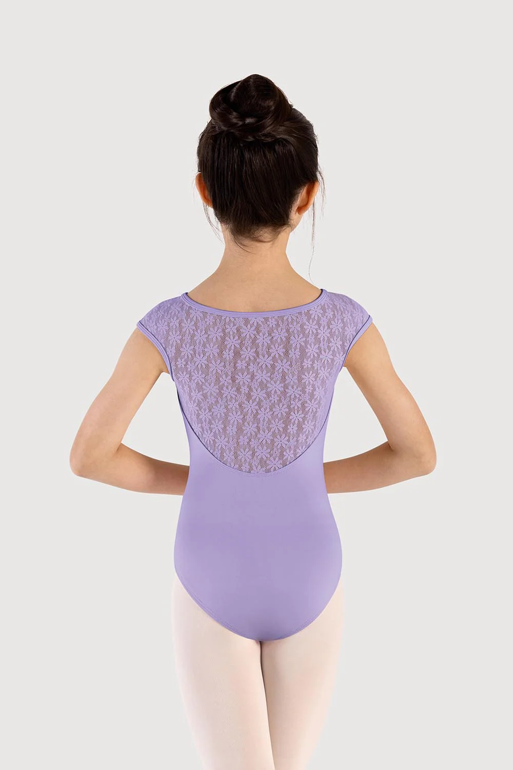 LM51565G - Mirella Lace Back Girls Cap Sleeve Leotard - Image 2