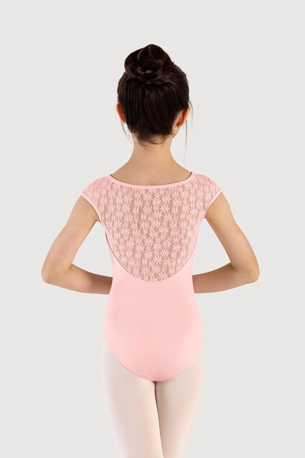 LM51565G - Mirella Lace Back Girls Cap Sleeve Leotard - Image 2