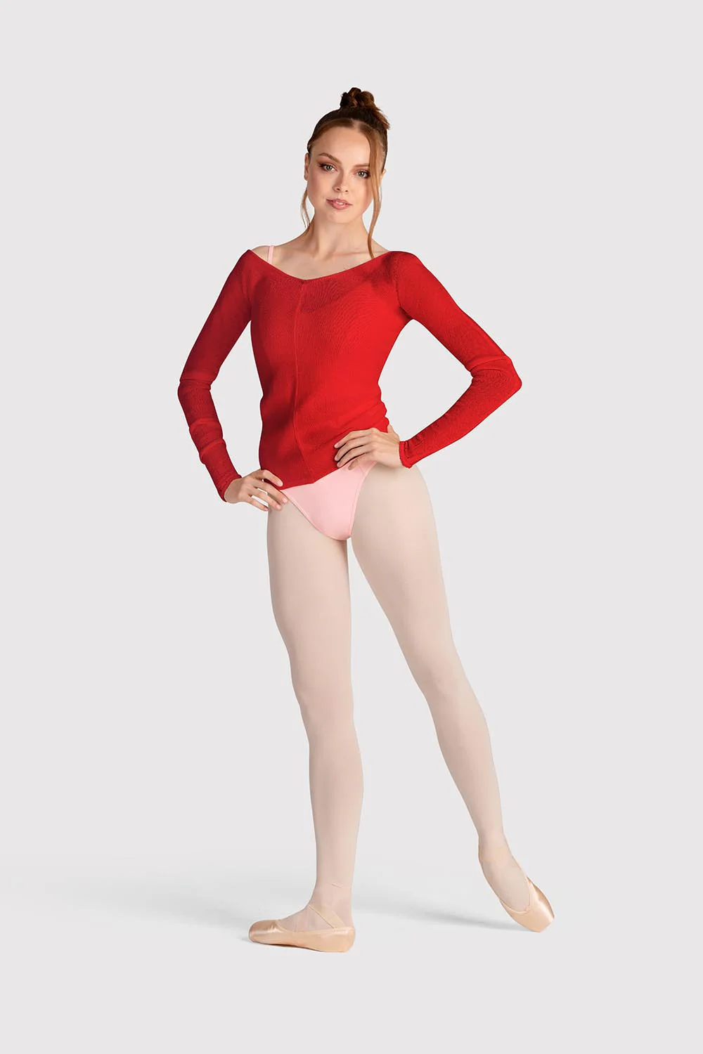Z0105 - Bloch Kara Long Sleeve V Womens Top - Image 3