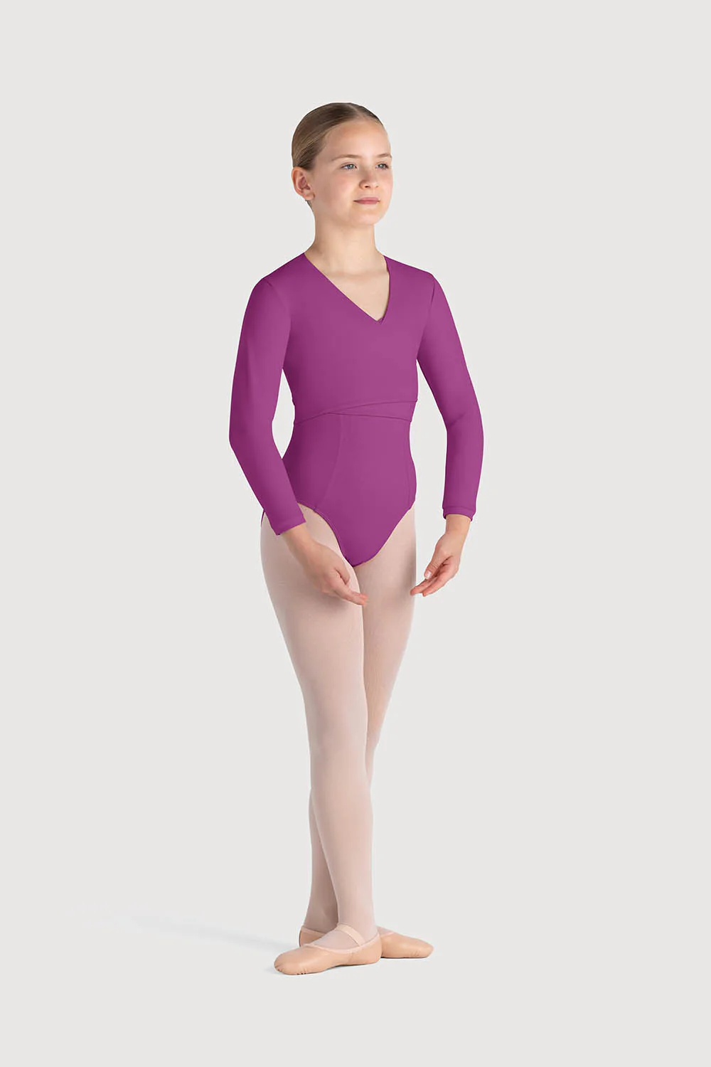 Z0858G - Bloch Overture Crossover Girls Long Sleeve Wrap Top - Image 3