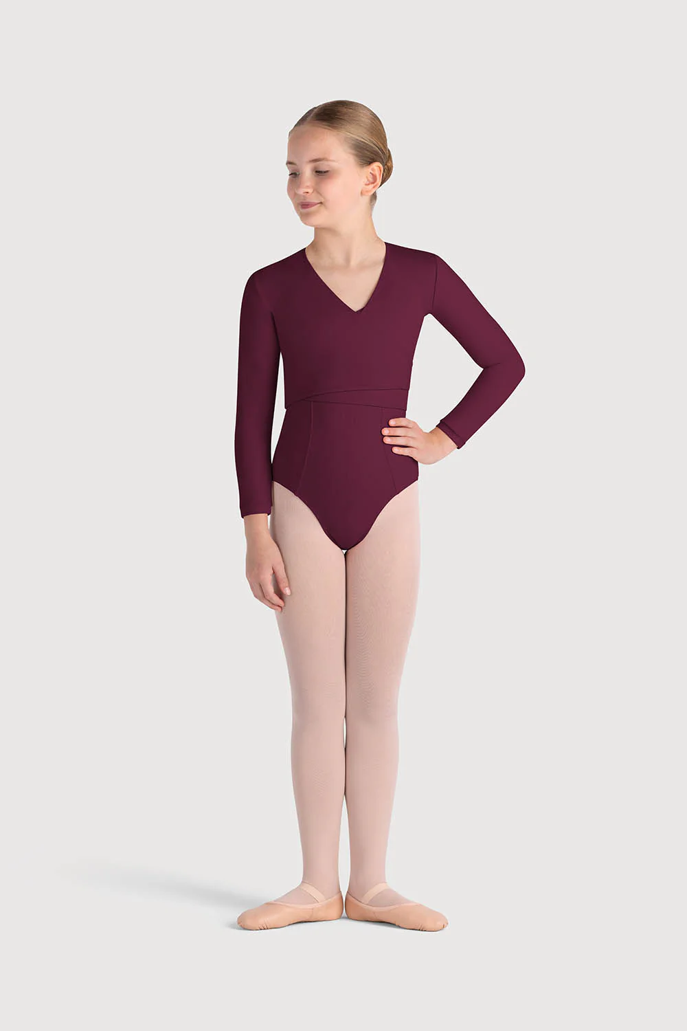 Z0858G - Bloch Overture Crossover Girls Long Sleeve Wrap Top - Image 3