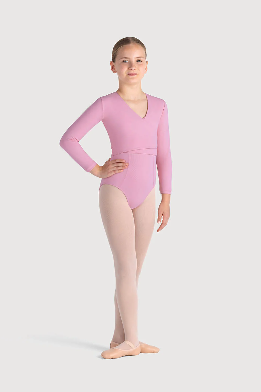 Z0858G - Bloch Overture Crossover Girls Long Sleeve Wrap Top - Image 3