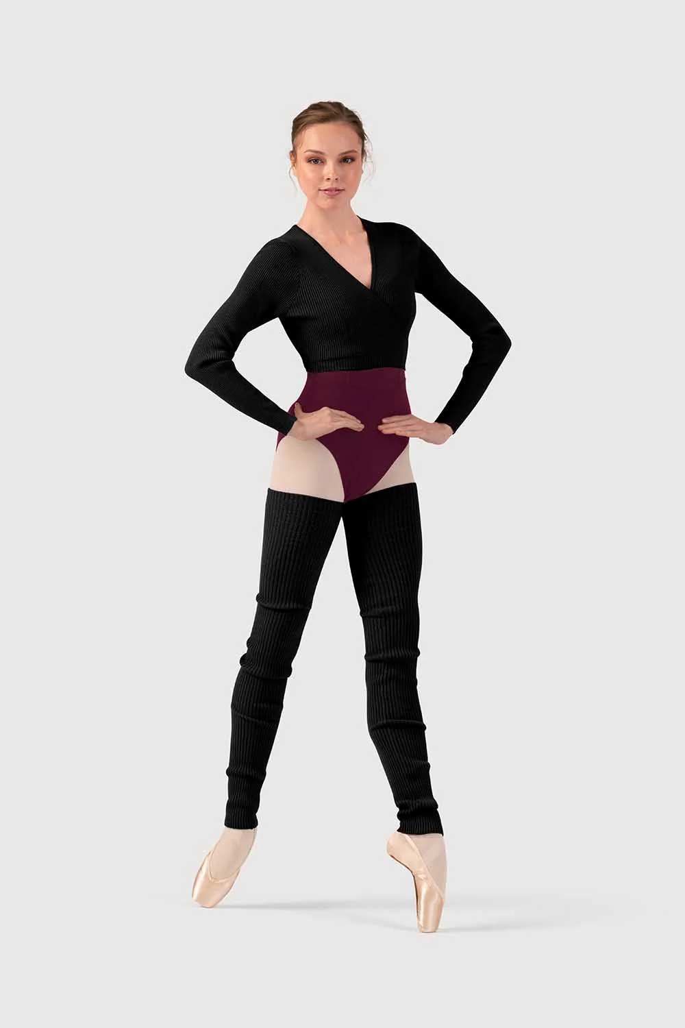 Z530018 - Bloch Celeste Knit Womens Long Sleeve Wrap Top - Image 3