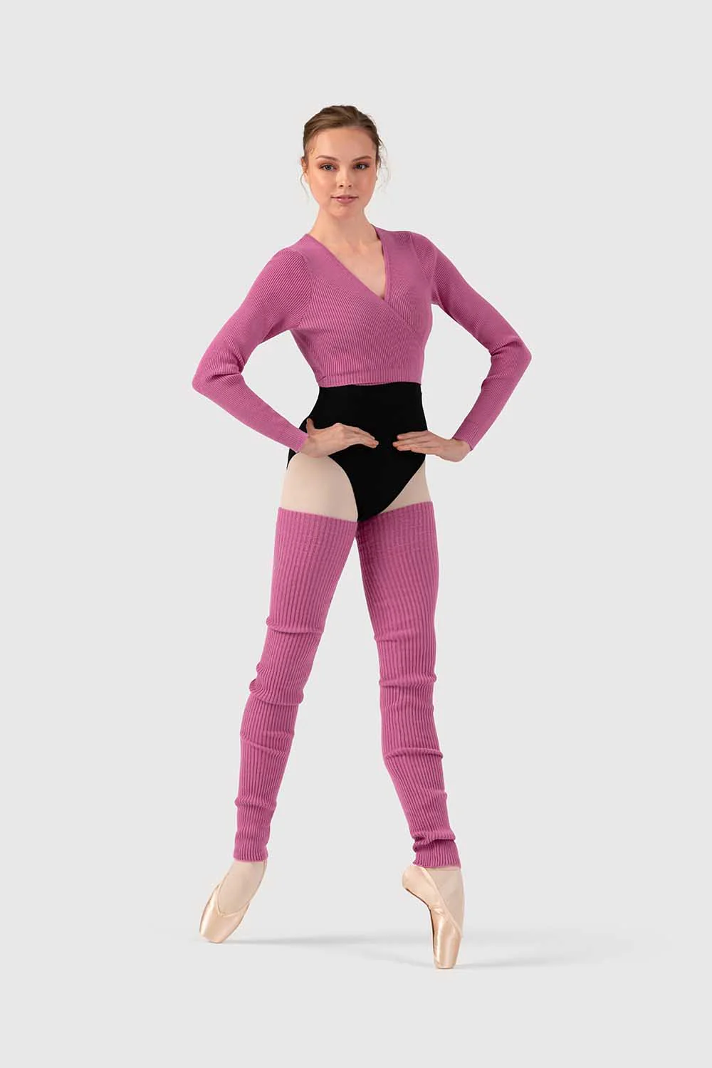 Z530018 - Bloch Celeste Knit Womens Long Sleeve Wrap Top - Image 3