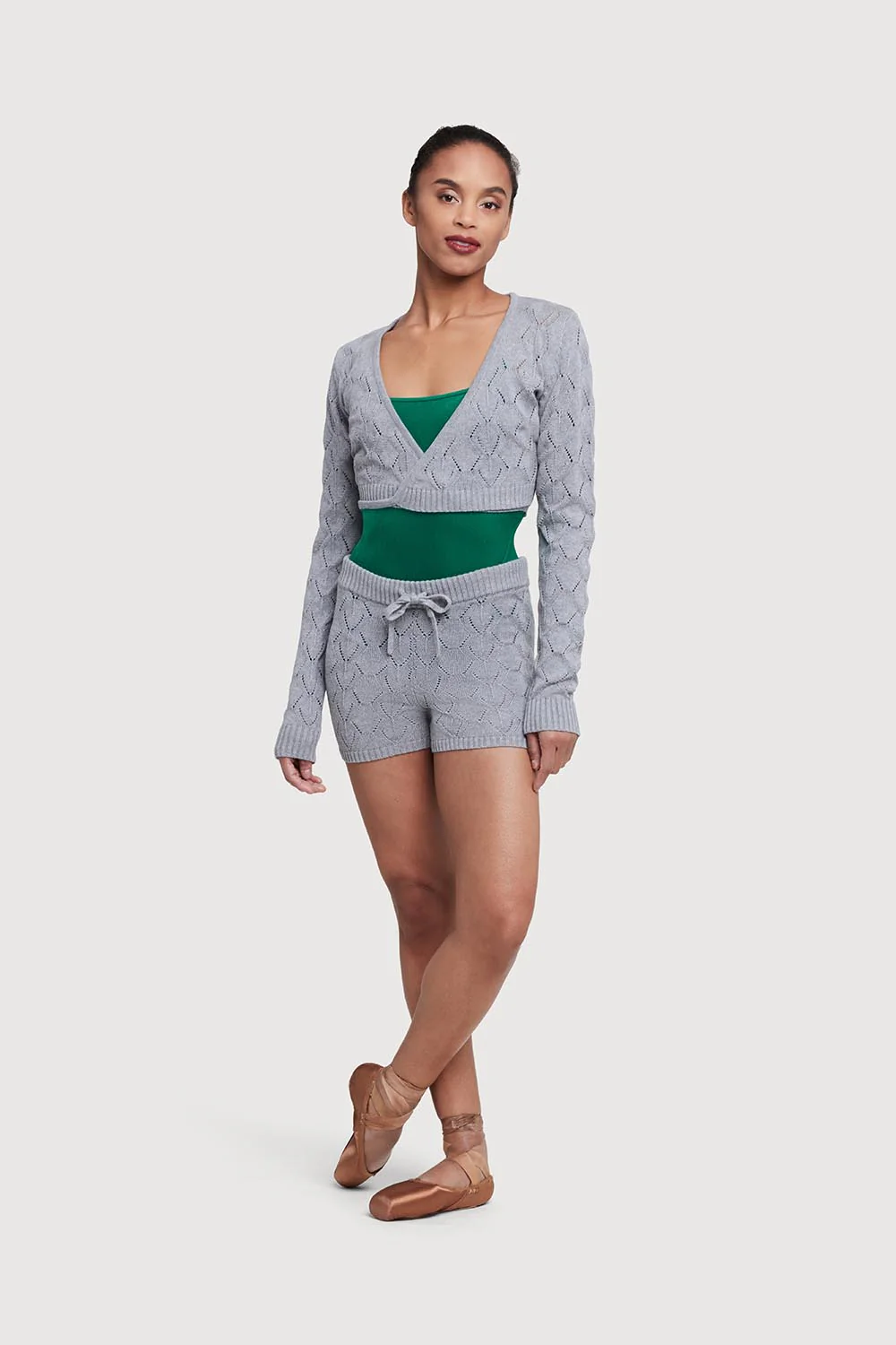 Z55239 - Bloch Nola Diamond Knit Womens Wrap Top - Image 3