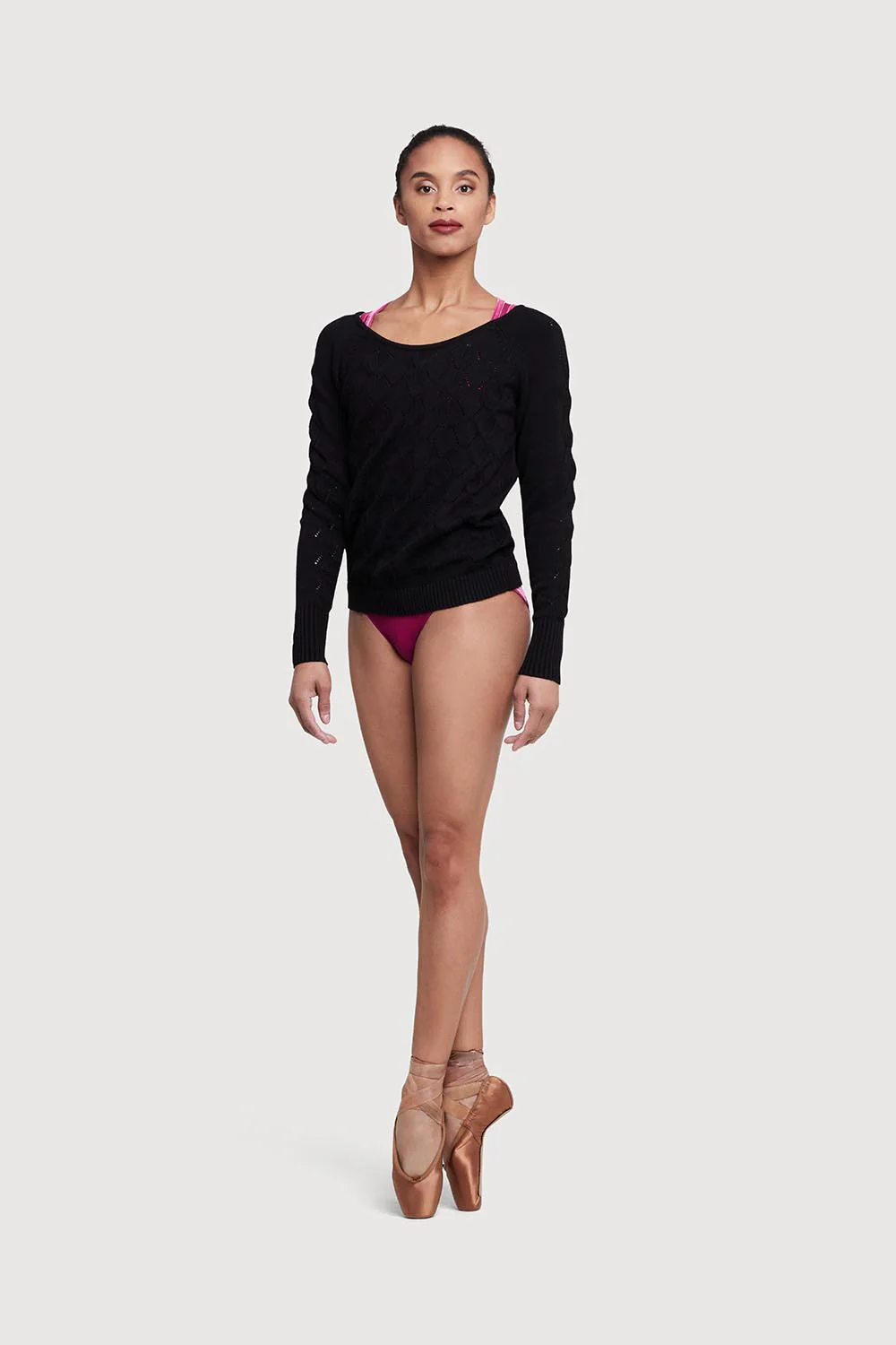 Z55249 - Bloch Mila Diamond Knit Womens Long Sleeve Sweater - Image 3