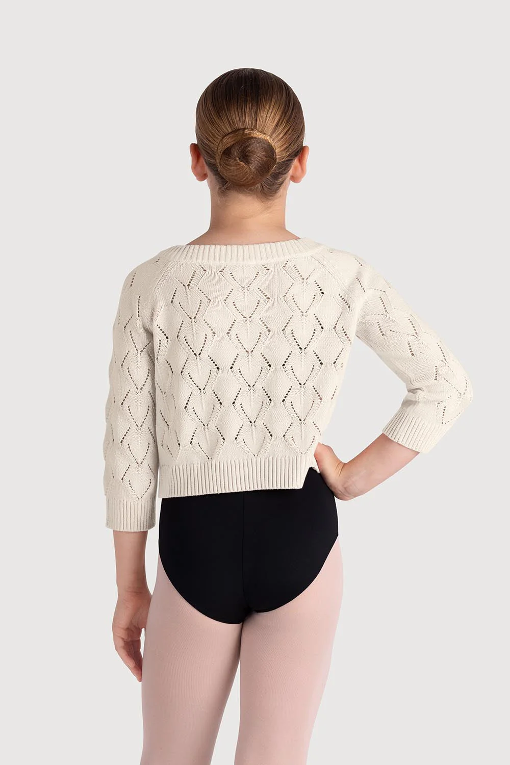 Z55256G - Bloch Soraya Diamond Knit Girls 3/4 Sleeve Sweater - Image 2