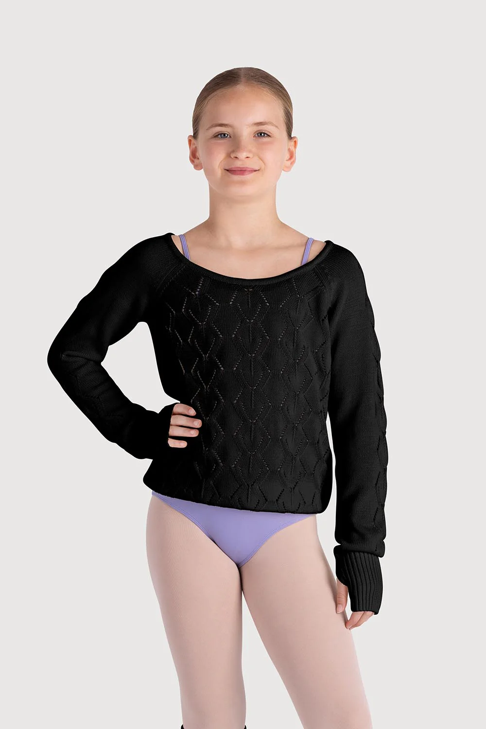 Z55269G - Bloch Amaya Diamond Knit Girls Long Sleeve Sweater