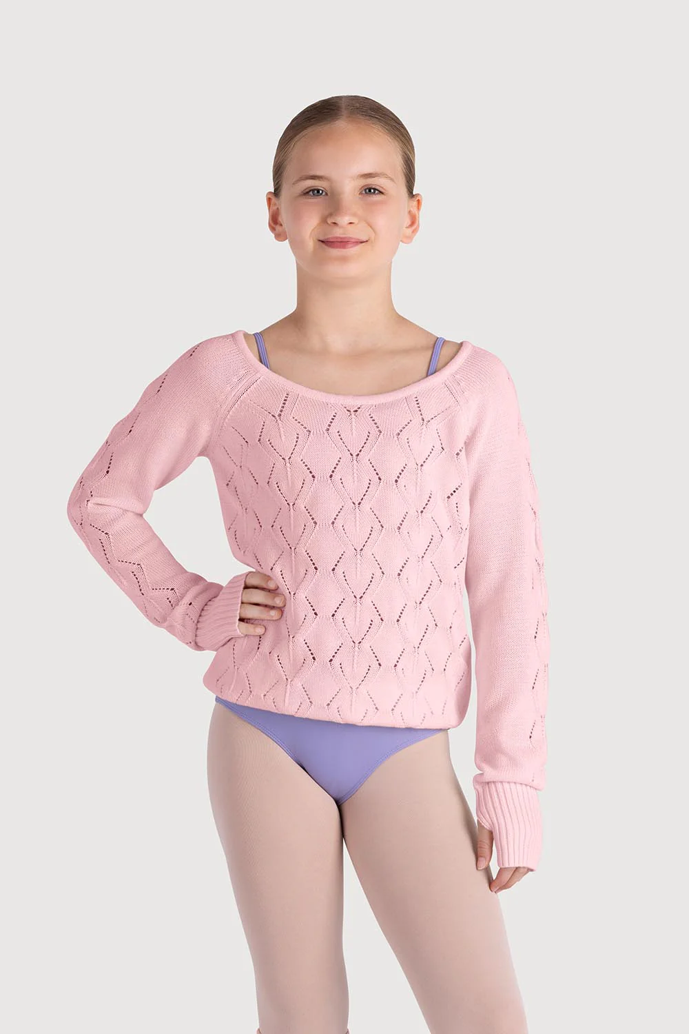 Z55269G - Bloch Amaya Diamond Knit Girls Long Sleeve Sweater