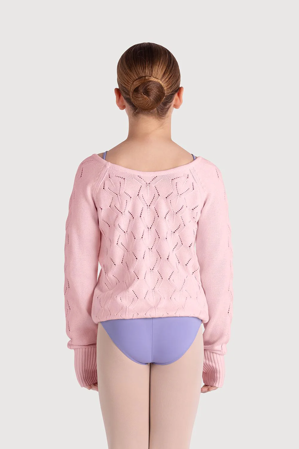 Z55269G - Bloch Amaya Diamond Knit Girls Long Sleeve Sweater - Image 2