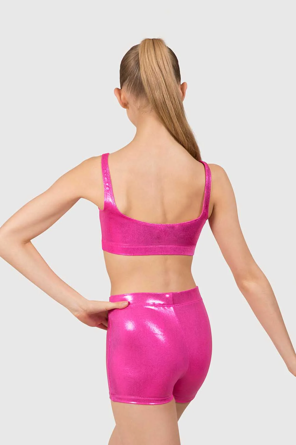 ZL5111 - Leo Basic Foil Tank Crop Top - Image 2