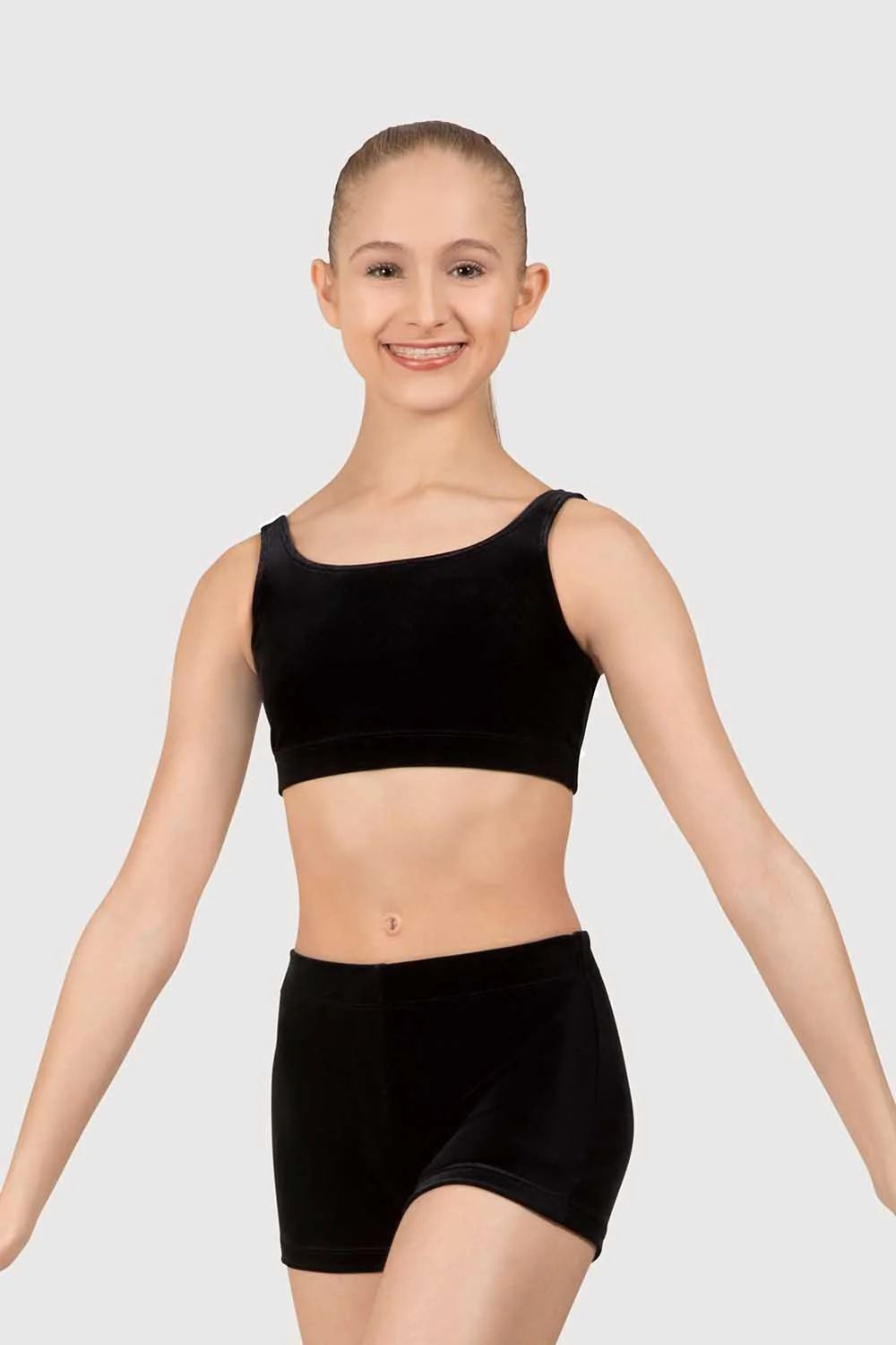 ZL5115 - Leo Basic Velvet Scoop Neck Tank Crop Top