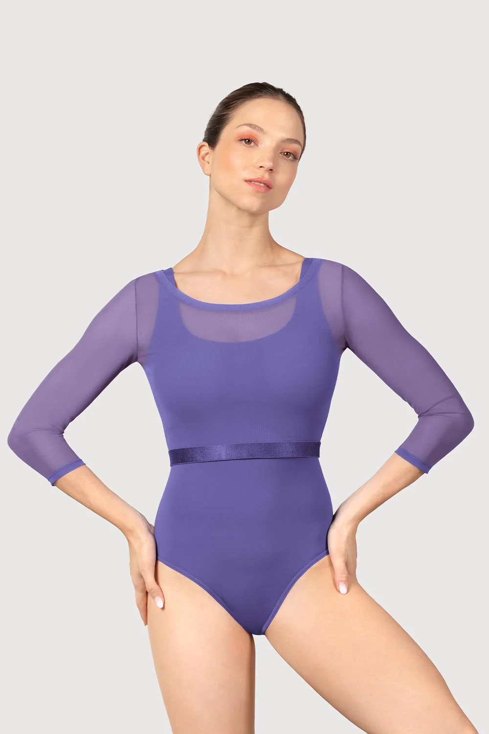 ZM57064 - Mirella 3/4 Sleeve Cropped Womens Mesh Top