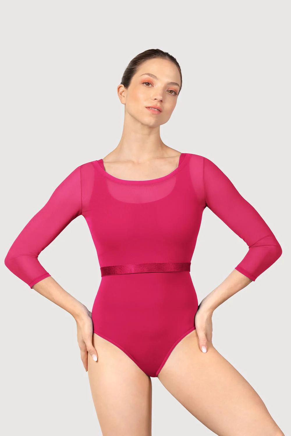 ZM57064 - Mirella 3/4 Sleeve Cropped Womens Mesh Top - Image 3